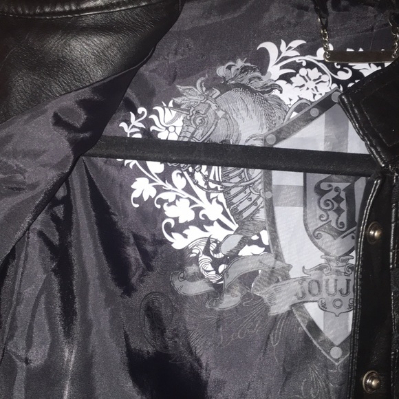 Size Junior L Black Vegan Leather Jacket - Picture 4 of 6